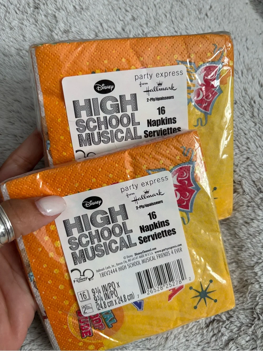 Vintage Hallmark Disney High School Musical Orange Yellow Party Napkins Y2K NOS